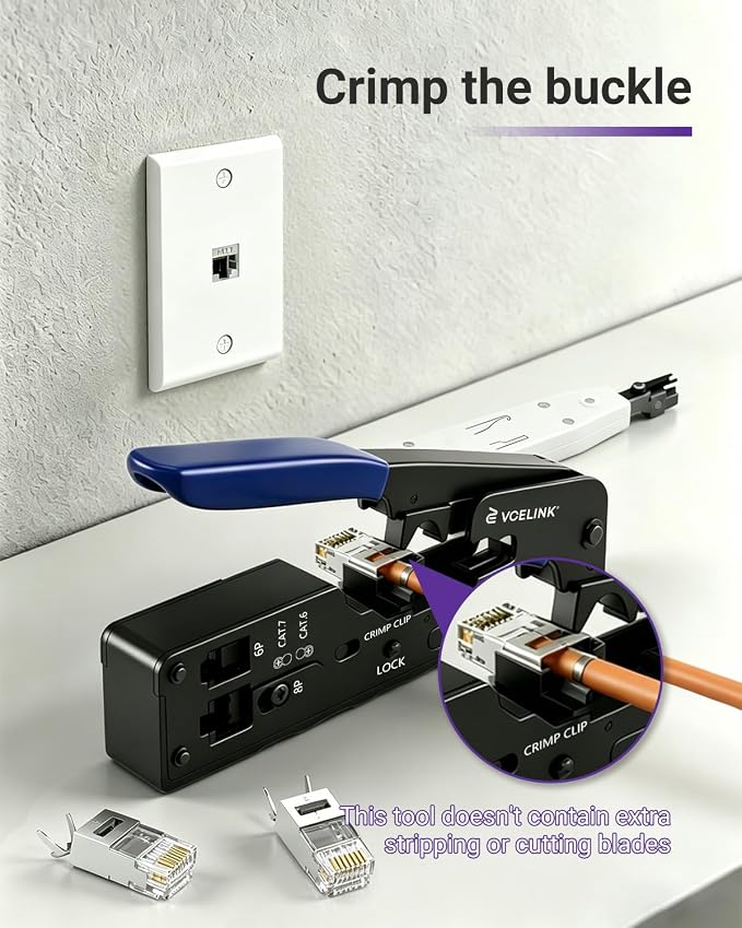 VCELINK RJ45 Crimp Tool, All-In-One Ethernet Pass Through Crimper - Image 2