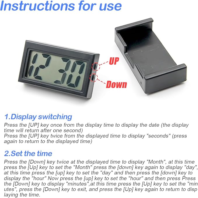 Osilly Mini Digital Clock for Car Dashboard, Battery Operated & Clear LCD - Image 4