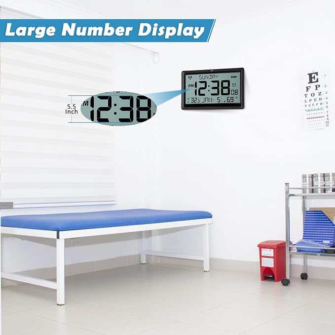 SZELAM Atomic Clock, 10.5"Large Display Digital Wall Clock Battery Operated - Image 4