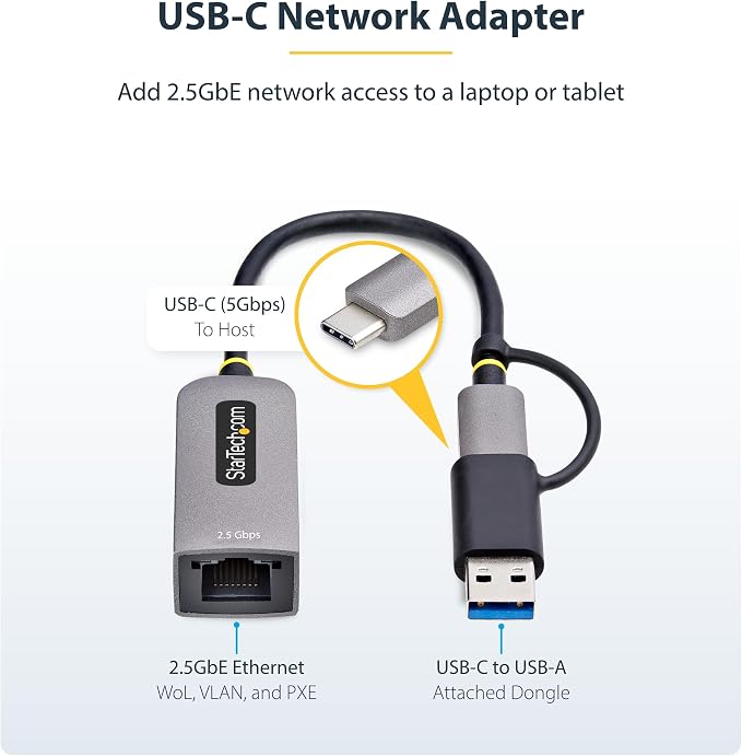 StarTech.com 2.5GbE USB-C to Ethernet Adapter - Image 2