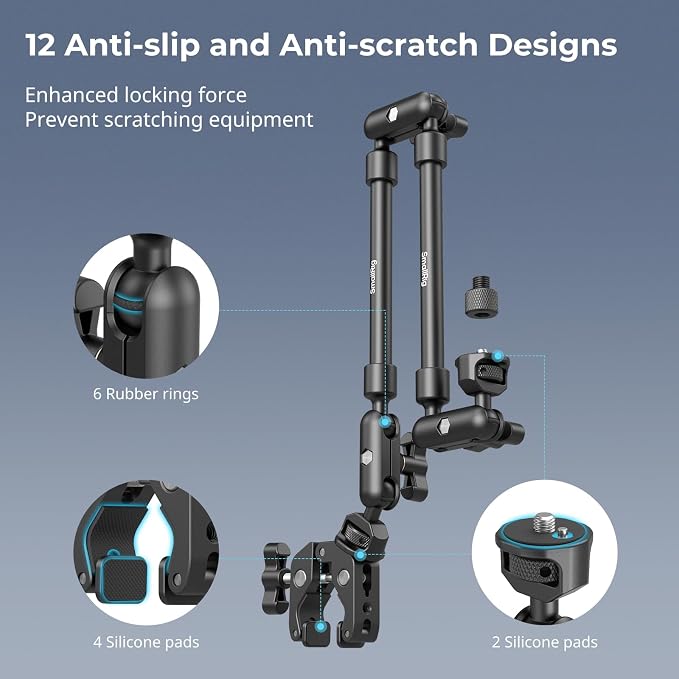 SMALLRIG 22" Magic Arm Clamp, Overhead Phone Mount Holder Stand, Flexible Desk - Image 6