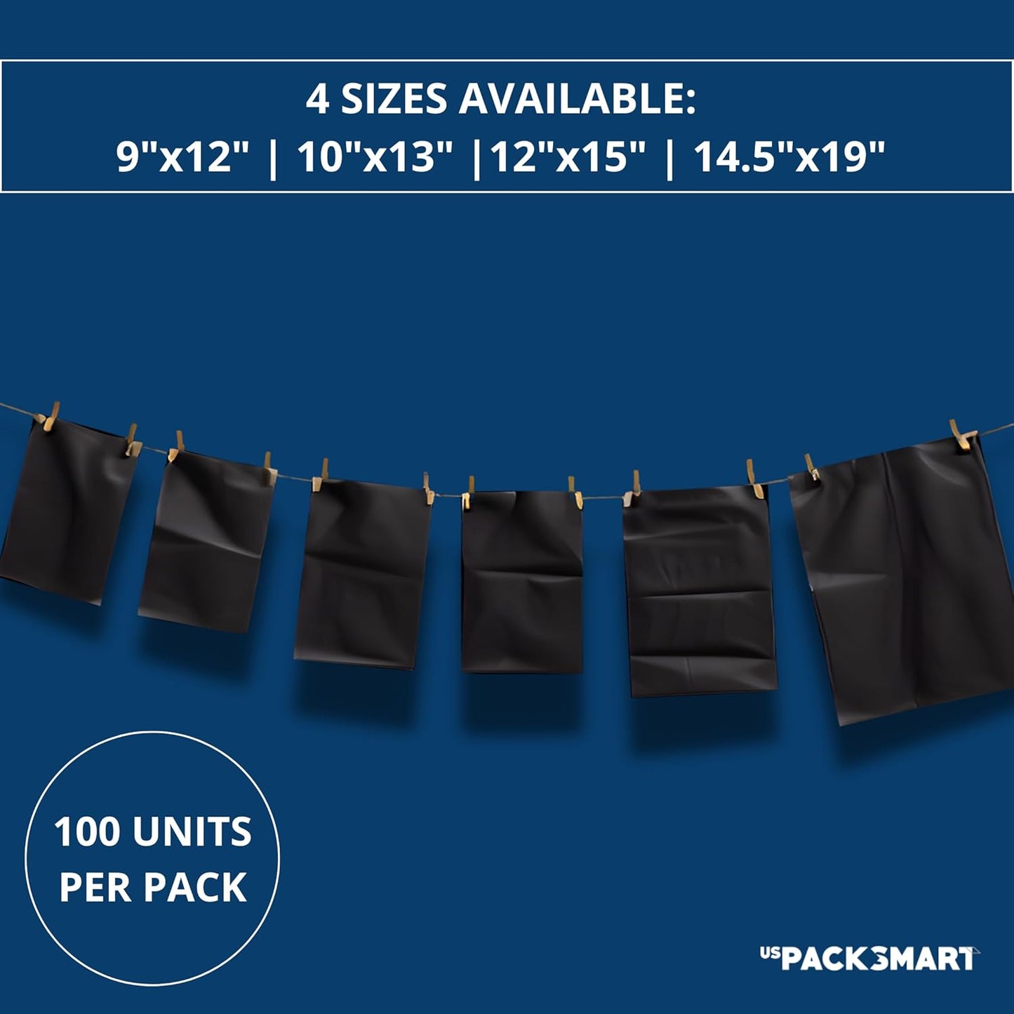 Black Plastic Poly Mailers 14.5"x19" | Shipping Bags for Clothing, Books & Accessories | Durable Shipping Envelopes | Waterproof, Tear-Proof with Strong Self-sealing Adhesive | 100-Pack