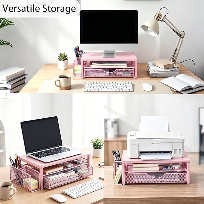 Spacrea Desk Organizer and Accessories, Computer Monitor Stand Riser - Image 3