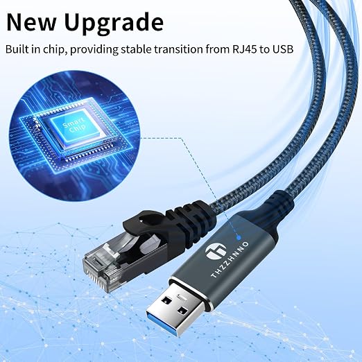 USB to Ethernet Cable 15FT, USB 3.0 A to RJ45 Male Cable Directly Connected - Image 2