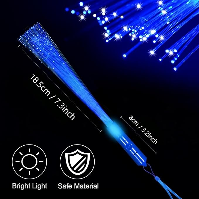 36 Pack Blue Glow Fiber Optic Wands Bulk Light up Wand Glow Sticks - Image 2