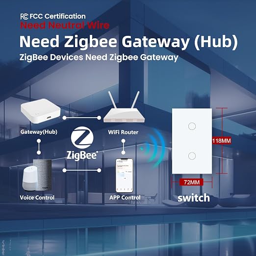 Zigbee Smart Switch Neutral Wire Required Need Zigbee Hub, 4.65 X 2.83 X 1.34 - Image 3