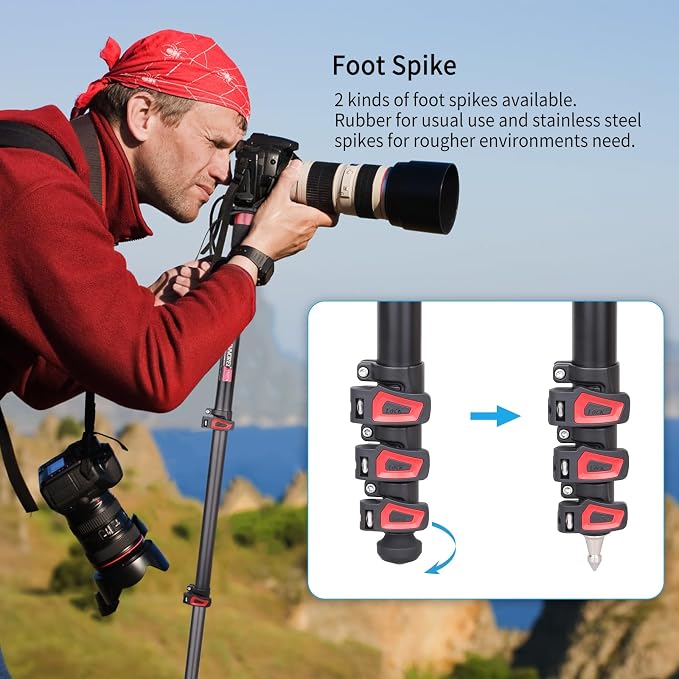 63in/160cm Camera Monopod INNOREL VM60A Aluminum Alloy Portable Compact - Image 5