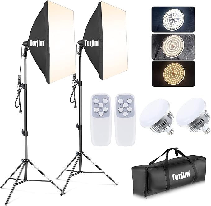 Torjim Softbox Photography Lighting Kit, Photography Continuous Lighting Kit by Torjim