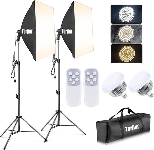Torjim Softbox Photography Lighting Kit, Photography Continuous Lighting Kit by Torjim