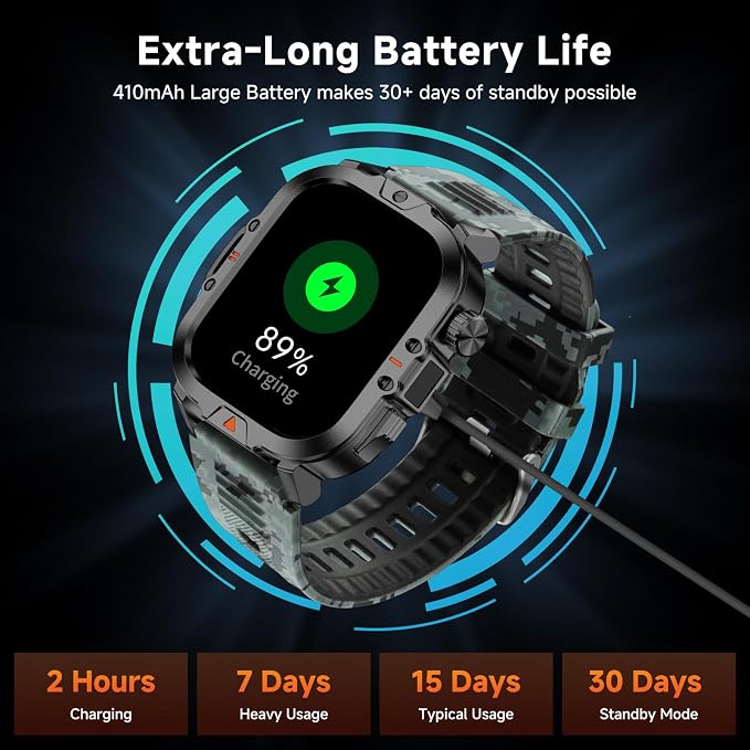 Smart Watch for Men Military Answer/Make Call 2.01″ Display 170+ Sports Modes - Image 4