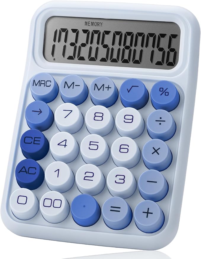 Mr. Pen- Mechanical Switch Calculator, 12 Digit Large LCD Display, Sky Blue by MrPen
