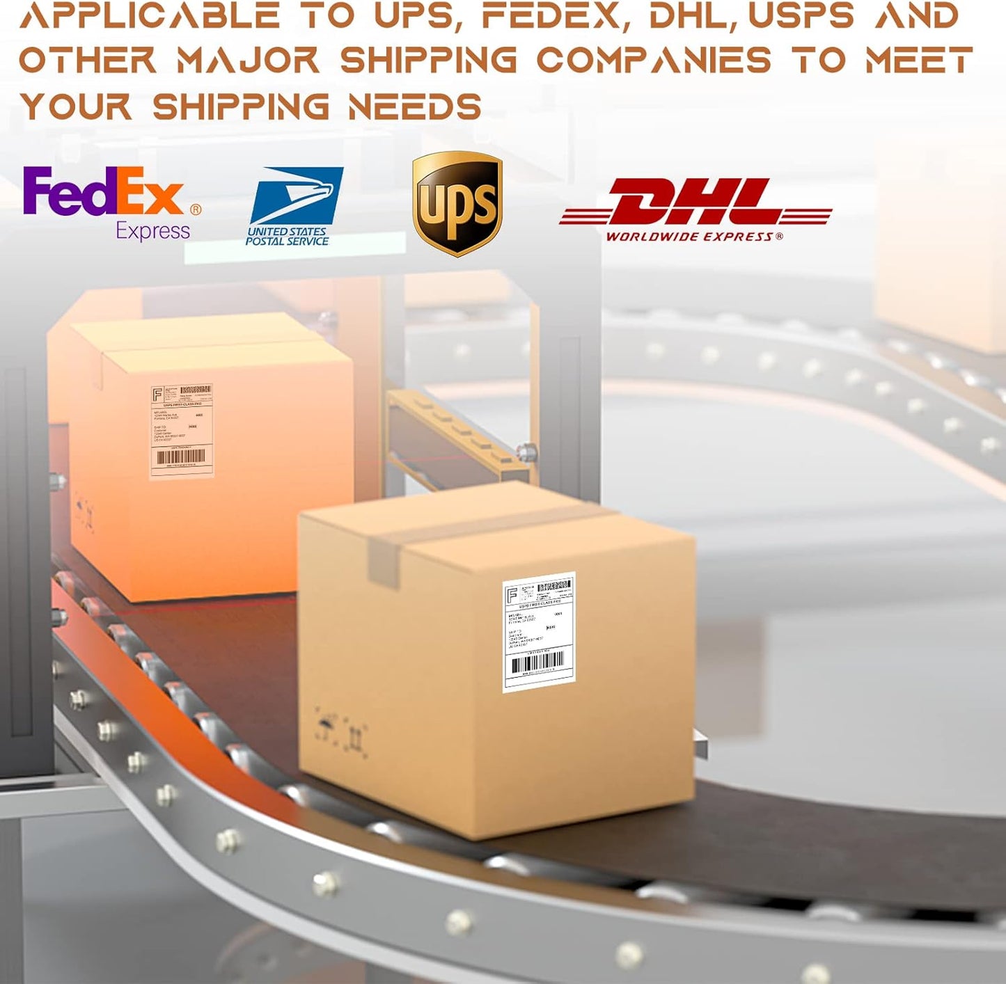 MFLABEL Fanfold 4" x 6" Direct Thermal Labels White Perforated Shipping Label,8 Stacks,Total 8000 Labels