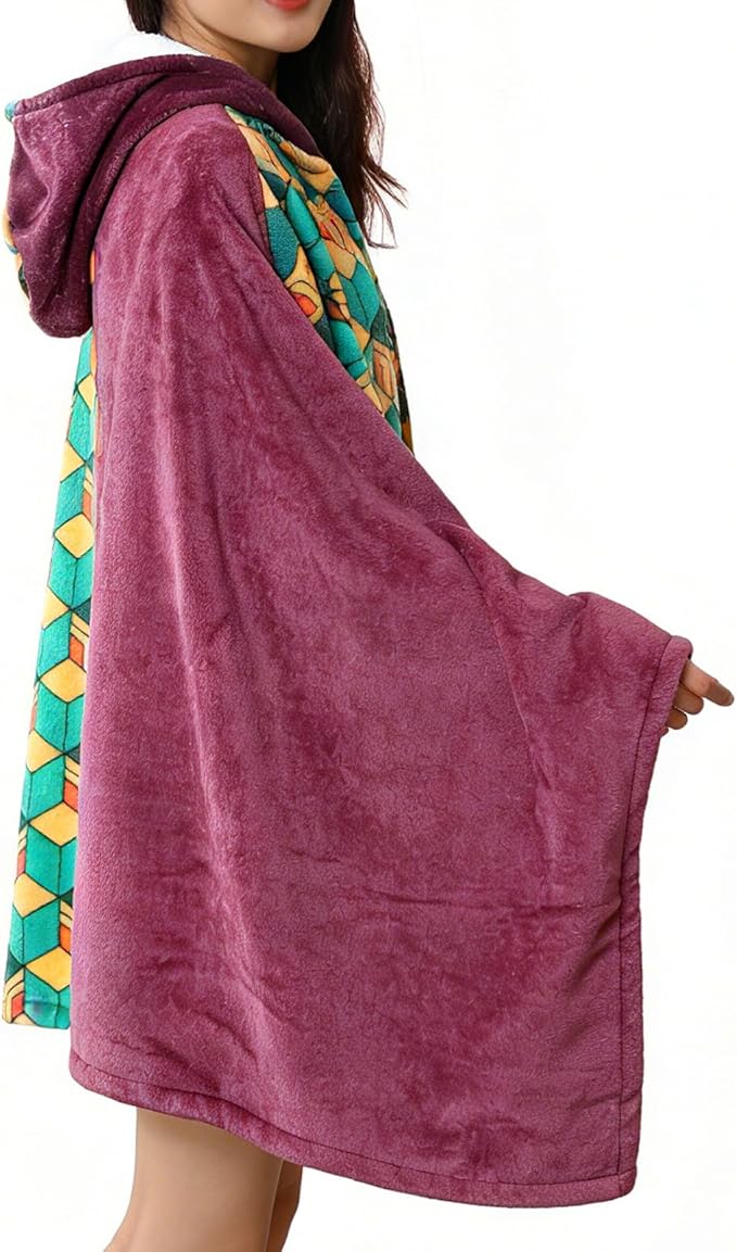 Juejuezi Hooded Wearable Blanket Hoodie Throw Blanket Cloak Cosplay Costume - Image 4