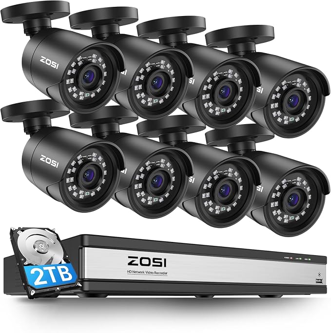 ZOSI H.265+ 1080p 16 Channel Home Security Camera Outdoor Indoor, 16CH CCTV DVR by ZOSI
