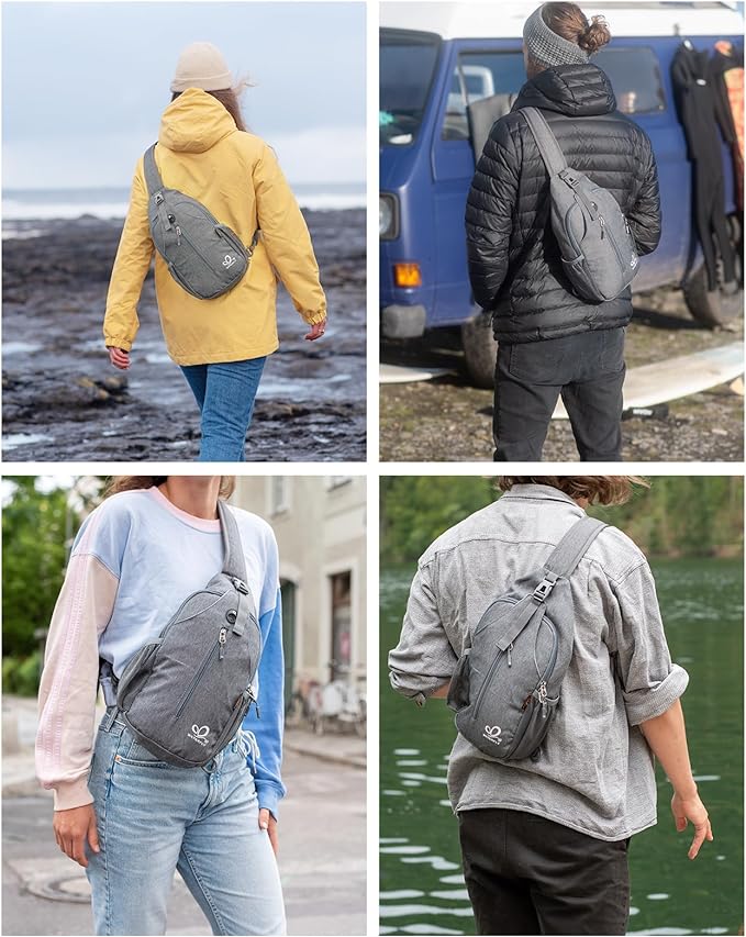 WATERFLY Crossbody Sling Backpack Sling Bag Travel Hiking Chest Bag Daypack - Image 3