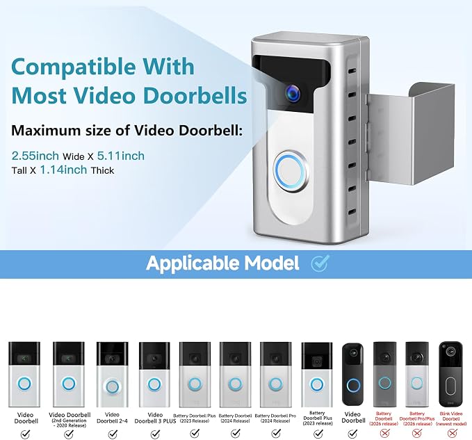 KIMILAR 2024 Upgrade Anti-Theft Video Doorbell Mount, Not Block Doorbell Motion - Image 2