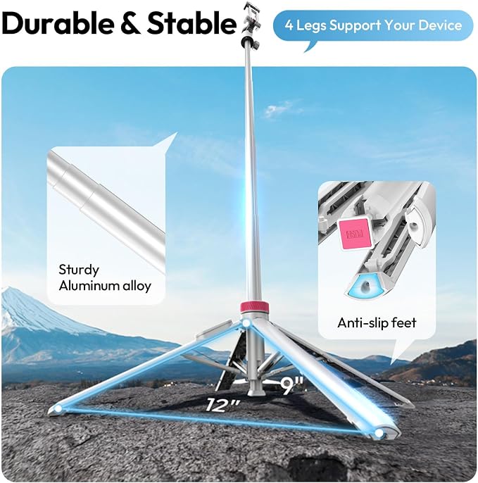 ULANZI MT-44B Phone Tripod, 360° Ball Head, Extendable Selfie Stick w Cold Shoe - Image 7