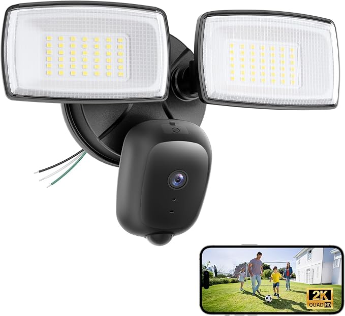 Onforu 2K Hardwired Floodlight Camera, 3500LM Motion Activated Outdoor Security by Onforu
