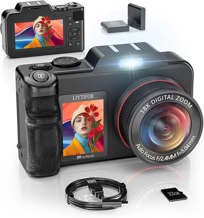 5K-Digital-Cameras for Photography: 2026 Upgrade 80MP 3.5"+2" Dual Screen for by LIYTIFOR