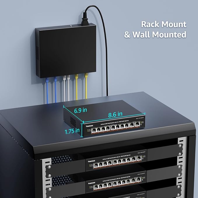 YuanLey 8 Port 2.5G PoE Switch Unmanaged, 8 x 2.5G Base-T PoE Ports, 2X 10G - Image 6