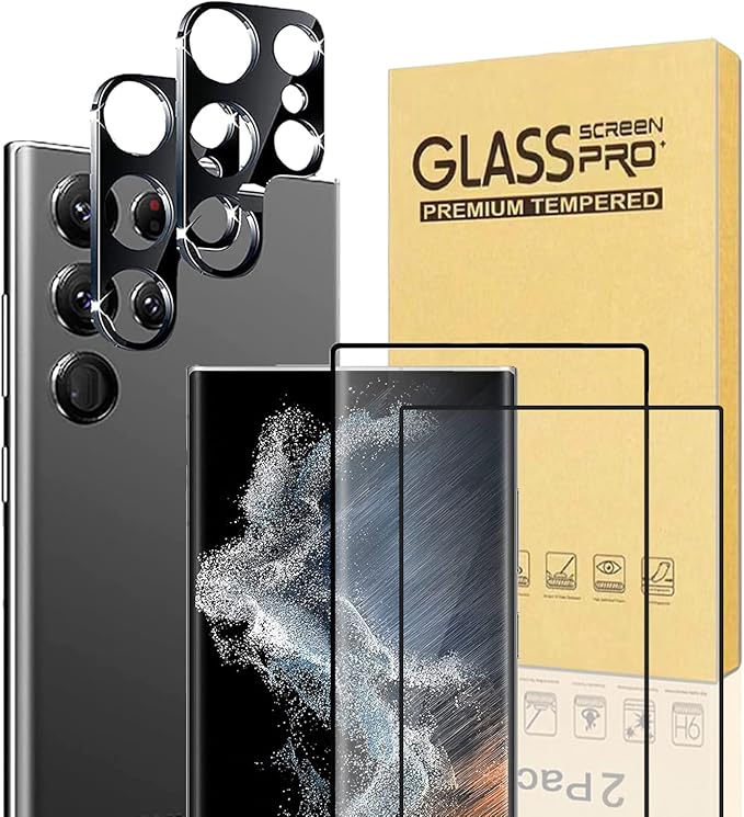 XDesign [2+2 Pack Galaxy S23 Ultra Screen Protector, 9H Tempered Glass Scratch by XDesign