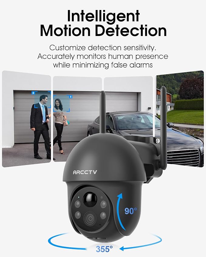 ARCCTV Security Cameras Wireless Outdoor Solar, 4MP 360° View Battery Powered - Image 3