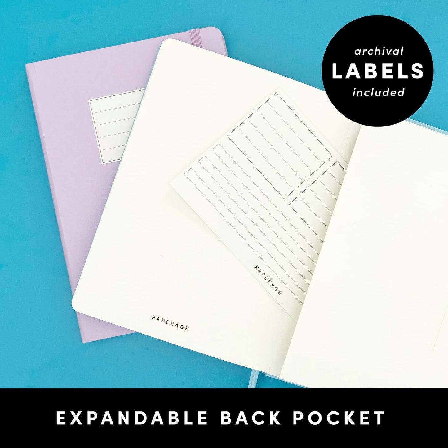 PAPERAGE Lined Journal Notebook, 3 Pack, (Turquoise), 160 Pages, Medium 5.6 in x 8 in - 100 GSM Thick Paper – Hardcover Journaling Notebook for Work, School & Note Taking