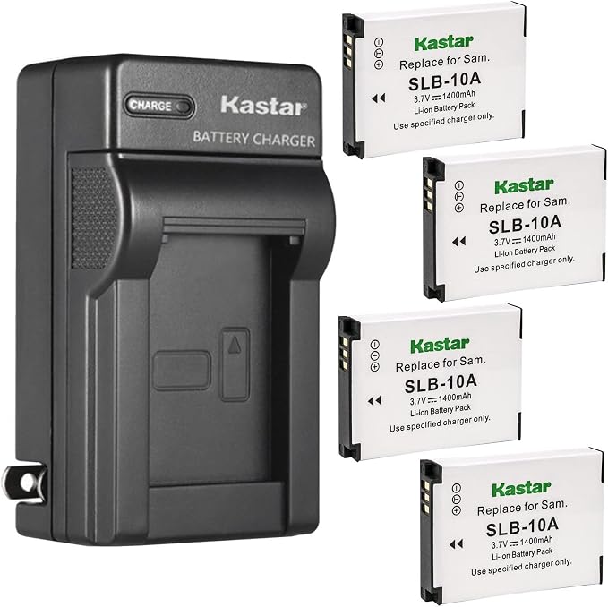 Kastar 4-Pack SLB-10A Battery and AC Wall Charger Replacement by Kastar