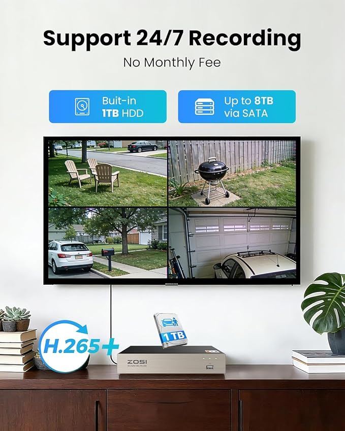 ZOSI 8CH 3K Lite Home Security Camera System, AI Human/Vehicle Detection - Image 6