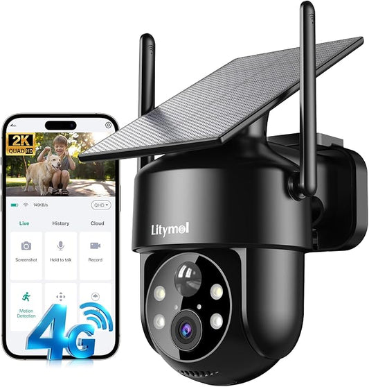 LITYMOL 4G LTE Cellular Solar Security Cameras Wireless Outdoor, No WiFi Cameras by Unknown