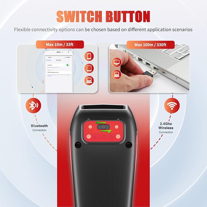 NETUM CS9000 Bluetooth QR Code Scanner– Upgraded Wireless Barcode Scanner - Image 7
