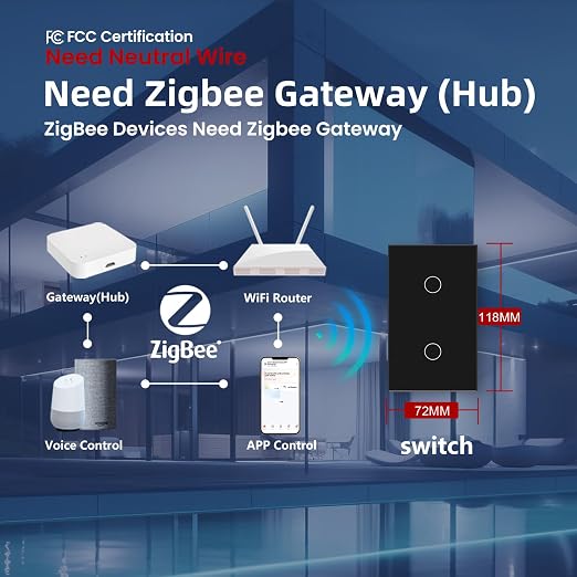 Zigbee Smart Switch Neutral Wire Required Need Zigbee Hub, 4.65 X 2.83 X 1.34 - Image 3