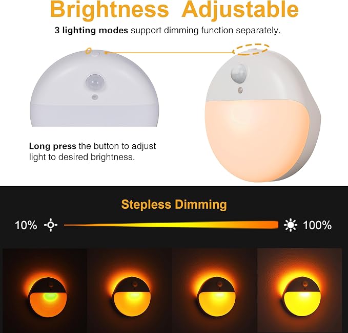 YUNLEX 2 Pack Amber Night Light, Battery Operated Night Light, 2.6" Small - Image 7