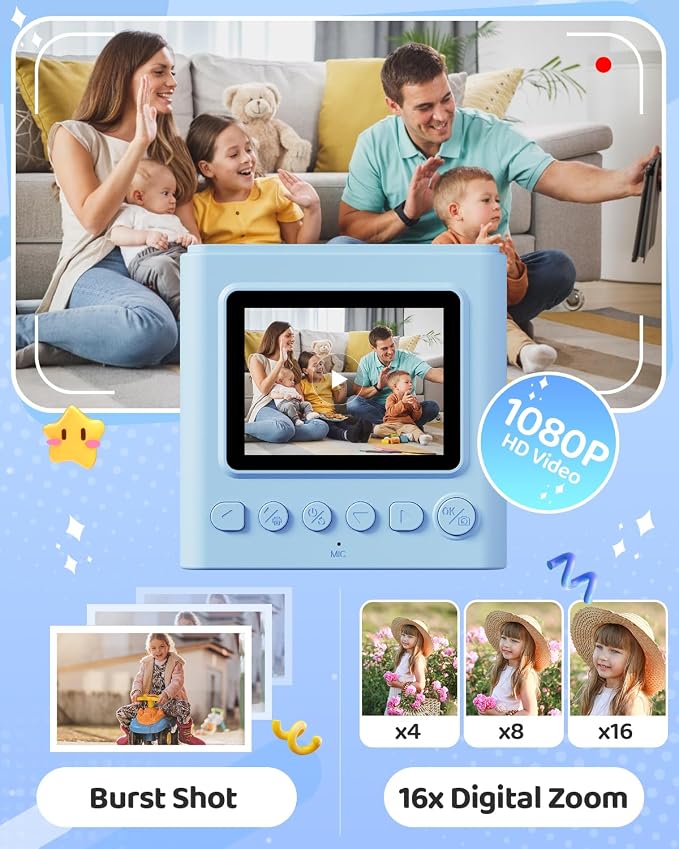 TIATUA Kids Instant Print Camera, Christmas Birthday Gifts - Image 4
