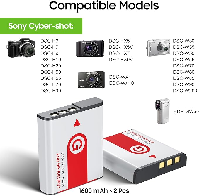 NP-BG1 Battery and Charger Set, Digital Camera Accessories Kit - Image 2