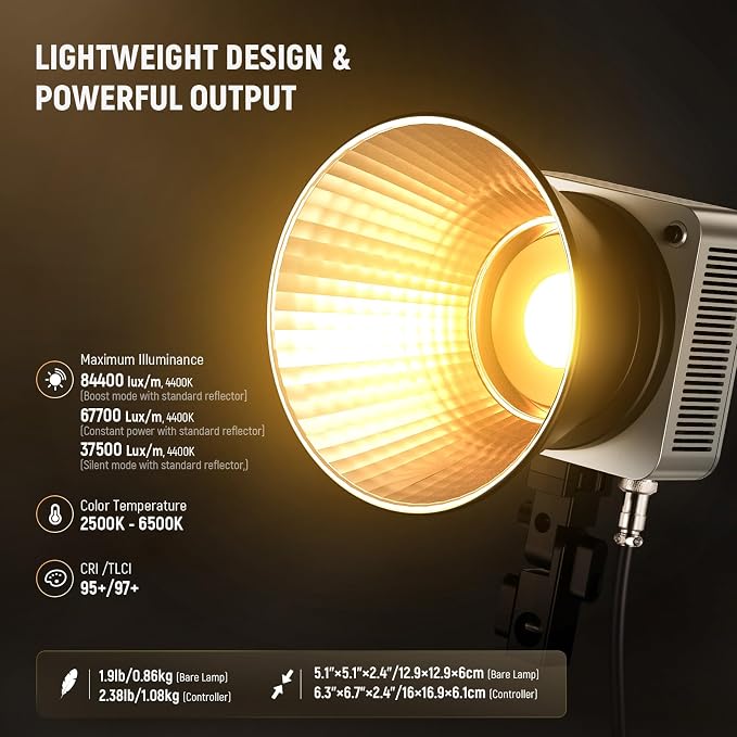 NEEWER HS200B Portable LED Video Light APP/2.4G/DMX Control, 280W 84400lx/1m Bi - Image 2