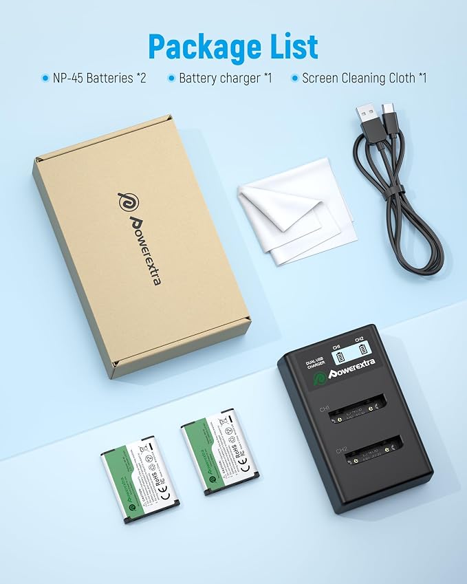 NP-45 NP-45A NP-45B NP-45S Battery 1300mAh*2 & Dual Charger Compatible - Image 7