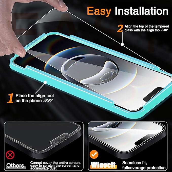 Wiaocit 3 Pack Tempered Glass Screen Protector - Image 2