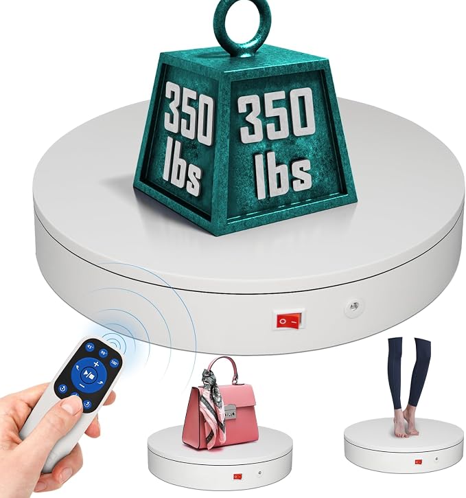 12.6Inch/350lbs Capacity Large Rotating Platform, Remote Rotating Display Stand by ComXim