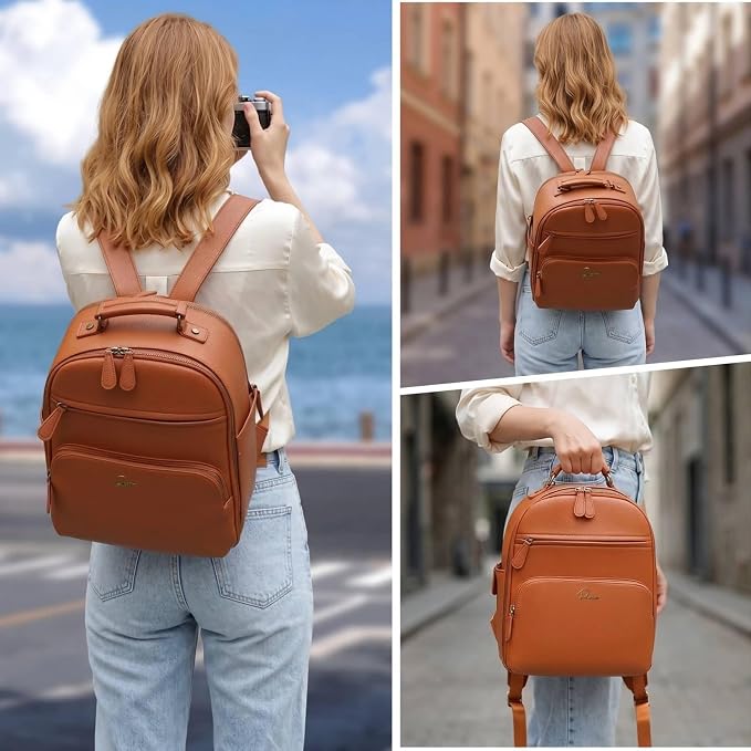 Small Camera Backpack, Classic PU Leather - Image 8