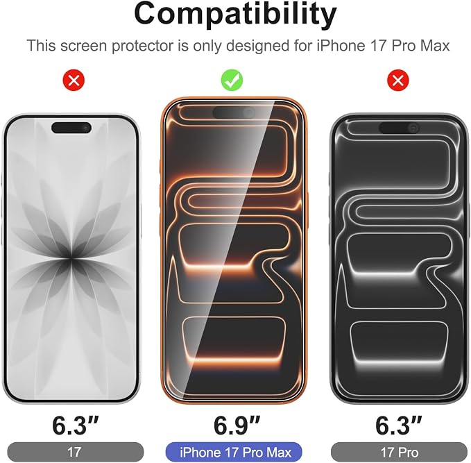 NEW'C 3x Screen Protector for iPhone 17 Pro Max+ 3x Camera Lens Protector - Image 2