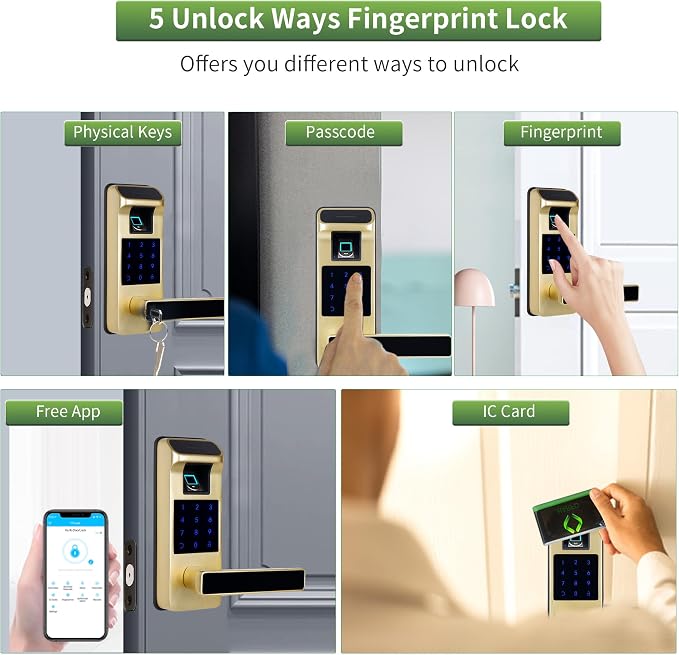 Smart Door Lock, Heavy Duty 5 in 1 Keyless Entry Door Lock, Full App Control - Image 5