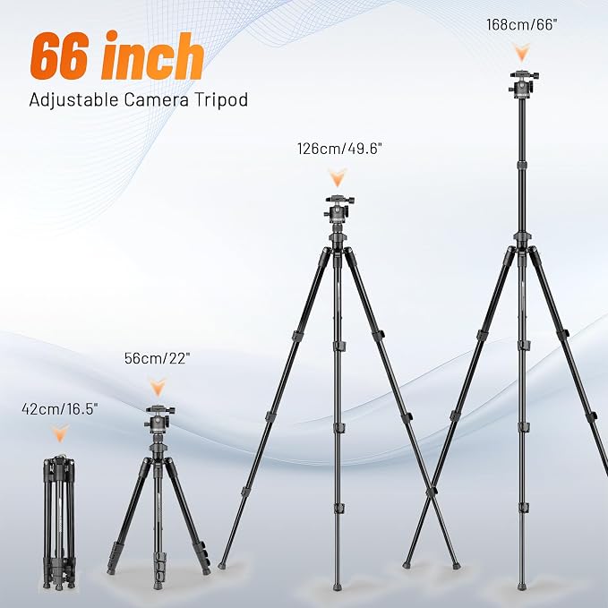 JOILCAN 66" Camera Tripod, Lightweight Travel Tripod - Image 5