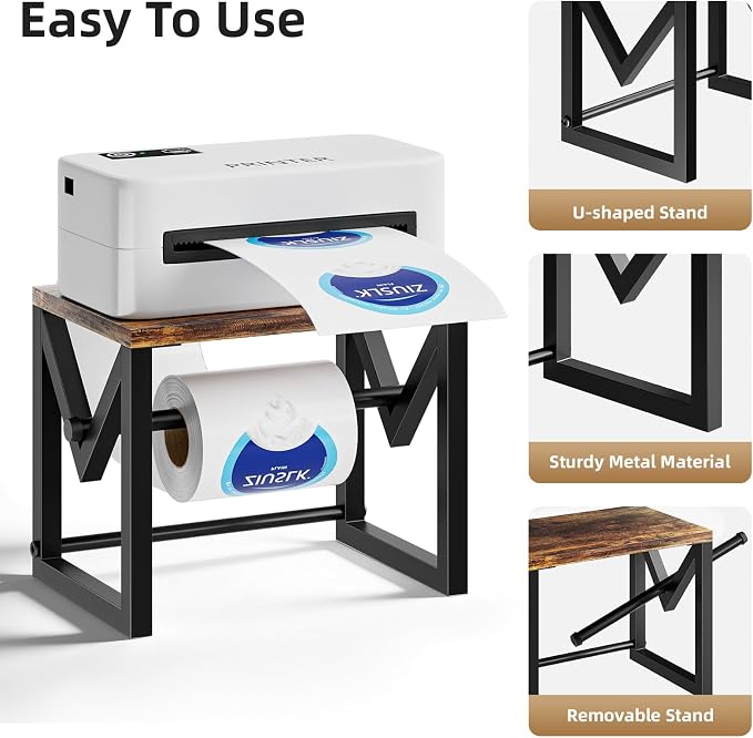 Marbrasse Label Holder for Rolls and Fanfold Labels, Wood Label Printer Holder - Image 3