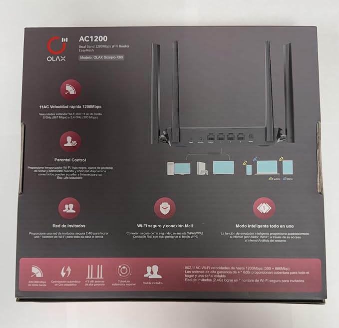 OLAX Scorpio X60 AC1200 Dual Band WiFi Router, 1200Mbps Wireless Mesh Router - Image 2