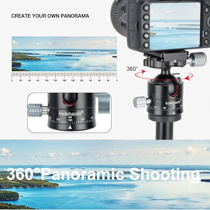 Koolehaoda Low Profile Ball Head, Panorama Tripod Head Arca Swiss QR Plate | - Image 6