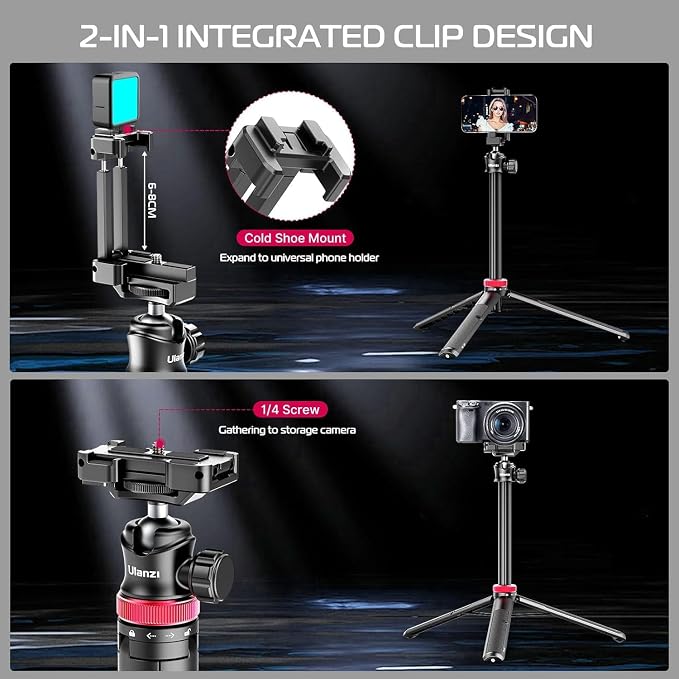 ULANZI MT-44 Extendable Phone Tripod, 360° Ball Head Camera Tripod - Image 3