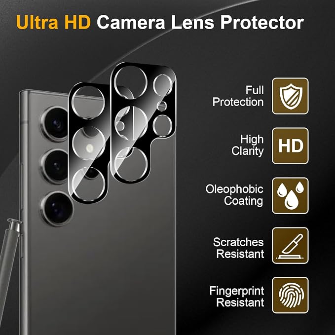 3 Pack Camera Lens Protector for Samsung Galaxy S24 Ultra, Tempered Glass - Image 5