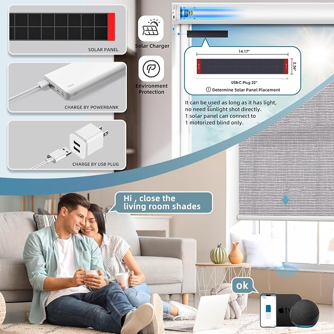 SmartWings 70% Light Filtering Motorized Roller Shades Work - Image 3