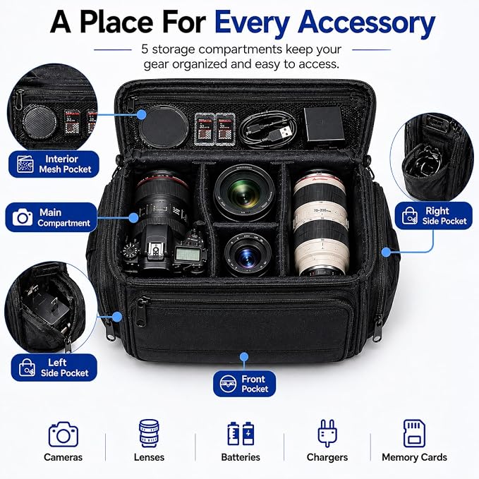 eCostConnection Extra Large Camera Bag Fully Padded Gadget Case - Image 5